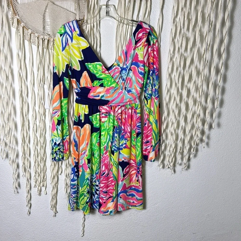Lilly Pulitzer Long Sleeve Fit N Flare Floral Mini Dress Size XS - Picture 6 of 10